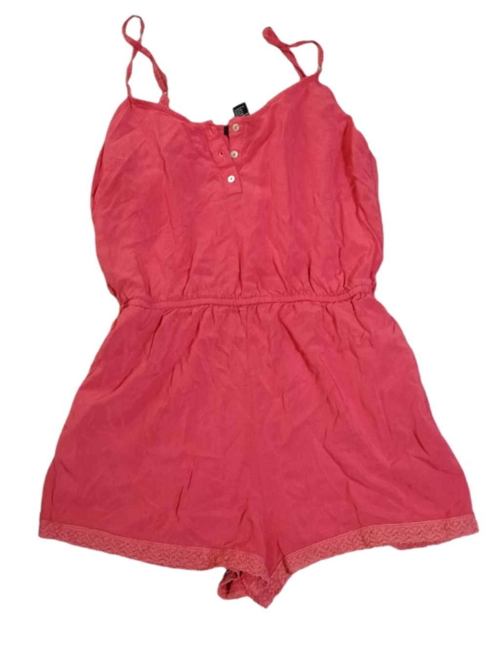 Forever 21 Coral Button-Front Romper